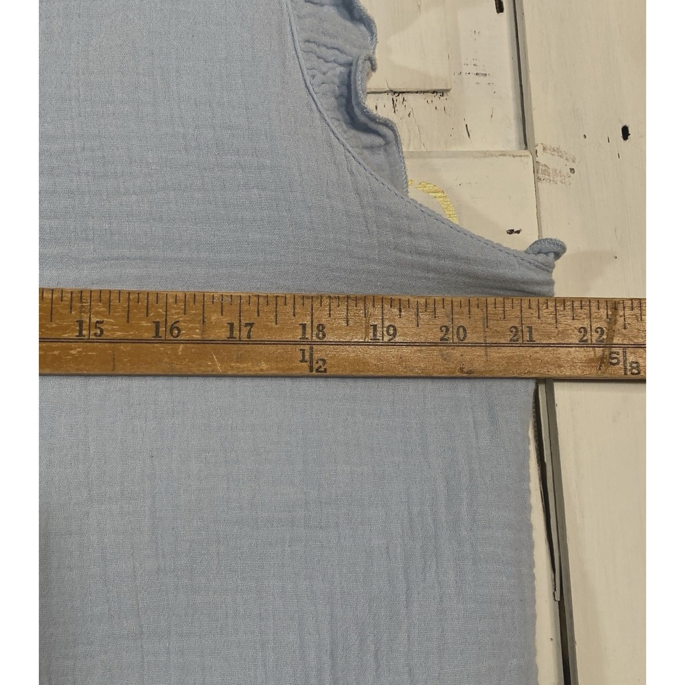 Pastel Blue 100% Cotton Gauze Ruffle Top Boho Natural Fibers Coastal Dokotoo XL - Picture 5 of 7